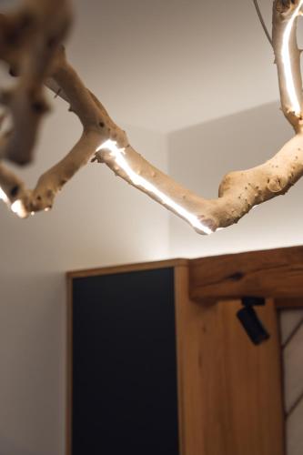a bunch of tree branches on top of a table at Menart Estate in Cerklje na Gorenjskem