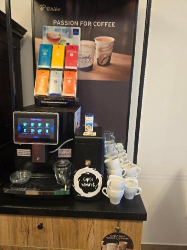 Příslušenství pro přípravu čaje a kávy v ubytování Vila Cristalfrost