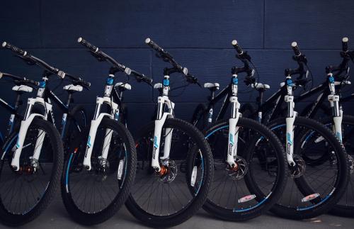 a group of bikes lined up against a wall at Amari Buriram United in Buriram