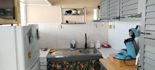 Dapur atau dapur kecil di Chalet sur pilotis en bord de plage