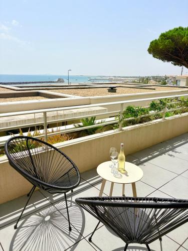 #Sète Front de mer Piscine Box privé Clim
