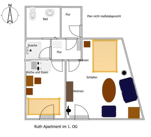 Κάτοψη του Monteurwohnung Rhede im 1OG