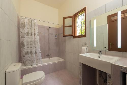 a bathroom with a toilet and a sink and a tub at The old town Neighbourhood in Rhodes Town