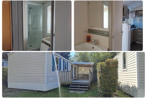 un collage de photos d'une cuisine et d'une maison dans l'établissement Soleilla - 7 kms plage - Confort - Lumineux - Détente, à Saint-Hilaire-de-Riez