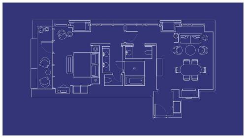 a schematic floor plan of a room at The Fifth Avenue Hotel in New York