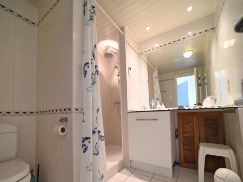 a bathroom with a shower and a toilet and a sink at Apartment in Durbuy near Ourthe River in Durbuy