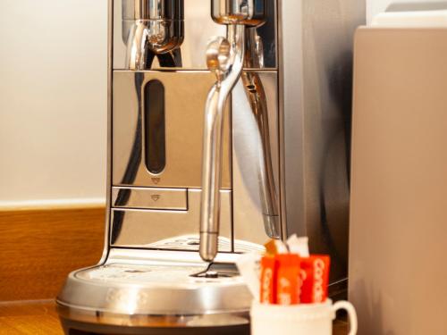 a close up of a food processor on a table at Haven Heights in Martinhoe
