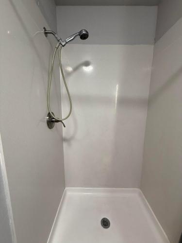 a shower with a shower head in a bathroom at Great Value Inn & Suites in West Sacramento