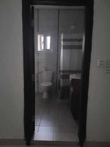 a bathroom with a toilet and a sink at The Lamsarr Apartments in Tanji Manjago