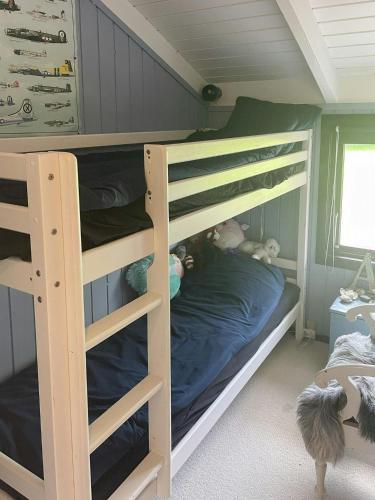 a bunk bed with two bunk beds in a room at Summerhouse With Hot Tub On Langeland in Tranekær