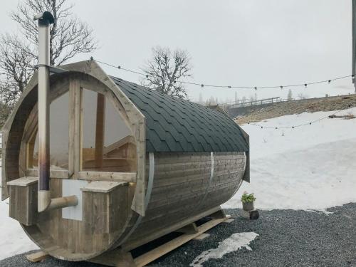Log House With Sauna And Fireplace In Bydalen v zimě