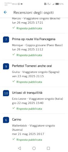 a screenshot of a cell phone with a list of numbers at Camere nel bosco sulla Via Francigena in Monteriggioni