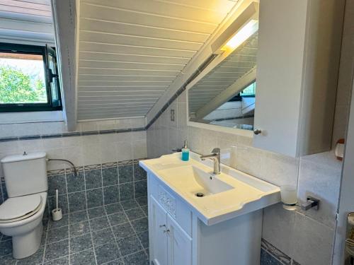 a bathroom with a sink and a toilet at WhiteHome Vasiliki in Vasiliki