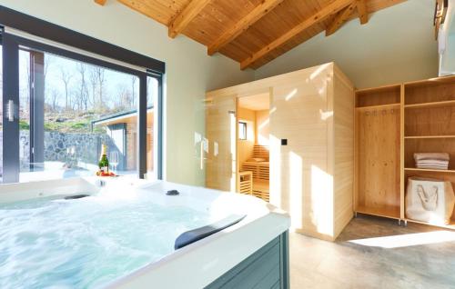 bañera grande en una habitación con ventana grande en Villa Tia by Villas Guide, en Karlovac