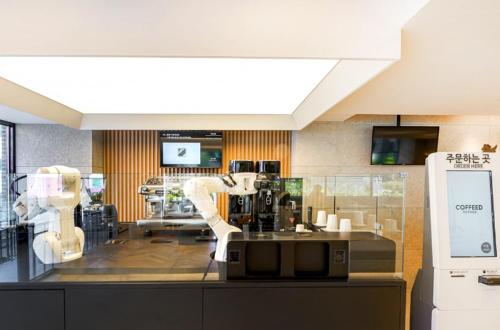 Kuchyň nebo kuchyňský kout v ubytování Haeundae The Van Hotel