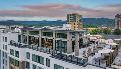 an aerial view of a building with balconies at Embassy Suites By Hilton Asheville Downtown in Asheville