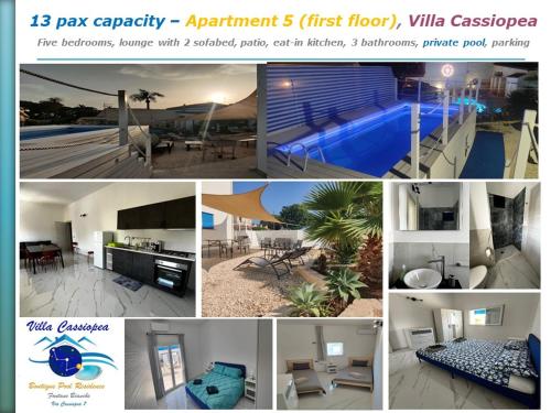a collage of pictures of a swimming pool at Pool Seaside Relais - VILLE Ninfea, Marea, Rosa e Cassiopea in Fontane Bianche