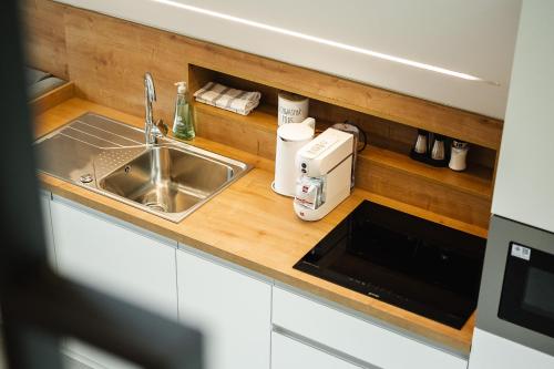 Family apartments Soča Splash Homeにあるキッチンまたは簡易キッチン
