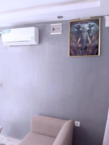 a room with a picture of an elephant on the wall at Résidence le prestige 2 in Kribi