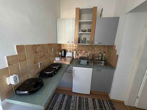 Park apartman Kertes ház a park mellett gyönyörű kilátással Dog friendly garden house with a wonderful view next to the parkにあるキッチンまたは簡易キッチン