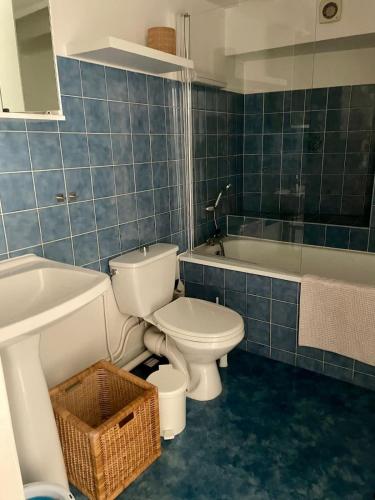 une salle de bain avec toilettes, lavabo et baignoire dans l'établissement Studio au coeur du centre historique, à Bordeaux