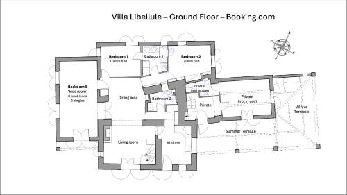 un plan d'étage de la villa Gordon dans l'établissement Villa Libellule, à Cotignac