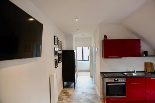 Dapur atau dapur kecil di Apartment Shanghai im Brikkhaus "regionale Historie trifft auf internationale Moderne"