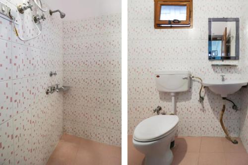 two pictures of a bathroom with a toilet and a sink at HOTEL SHREE BHAMESHWAR Near Mansa Devi Temple and Chandi Devi Temple# Ganga River - Fully Air conditioned Rooms - Best Budget Hotel in Haridwār