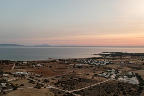 an aerial view of a city and the ocean at Aurea Blu Studio 06, sun, beach, sea, relaxation in Aliko Beach