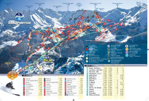 a map of a ski race in the mountains at Maison Colombot in Aosta