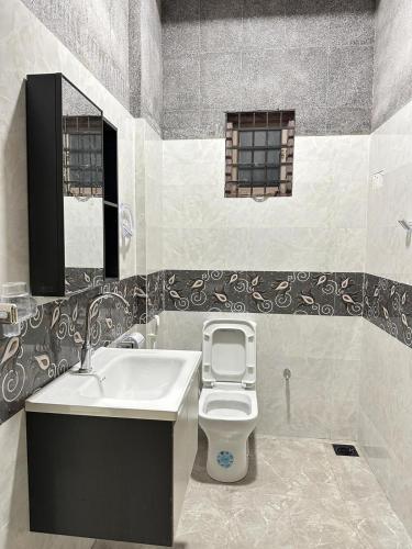 a bathroom with a toilet and a sink at MSGuest House in Jaffna