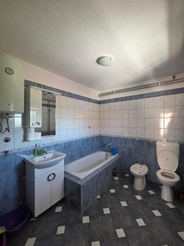 a bathroom with a tub and a toilet and a sink at Biser-Hatinac in Bihać
