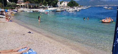 a group of people in the water at a beach at Studio Dream 30m od plaze in Ðenovići