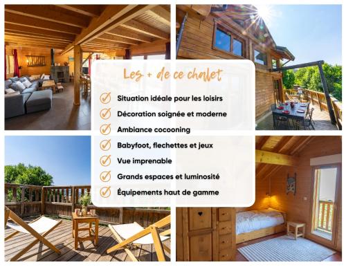 un collage d'images d'une cabane en rondins dans l'établissement Beau chalet moderne 12p - Risoul village -My lodge, à Risoul