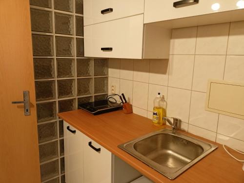 Kuchyň nebo kuchyňský kout v ubytování Apartmány Merkel