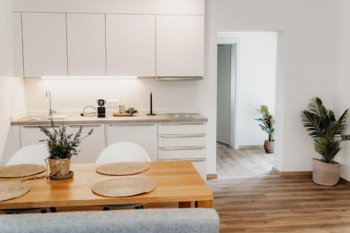 Η κουζίνα ή μικρή κουζίνα στο SEENZeit Apartments