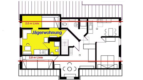 a plan of a house with a floor plan at Forsthaus Großmenow in Fürstenberg-Havel