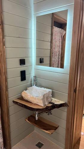 a bathroom with a sink and a mirror at Kosuli in Oriv