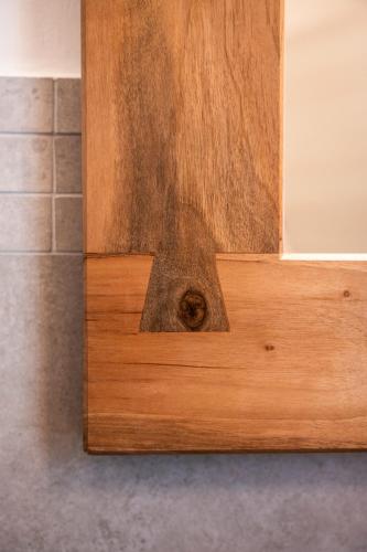 a close up of a wooden door in a room at Domus Nursia in Norcia