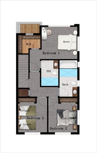 Půdorys ubytování StayAU Fresh Modern 4BR Retreat Netflix in Berwick