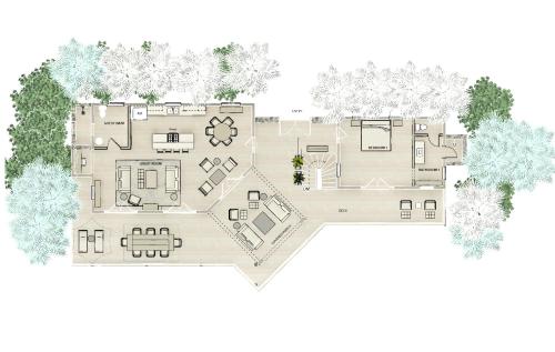 a floor plan of a house at Tropical Pool Villa with Big Views and Lush Gardens in Coral Bay