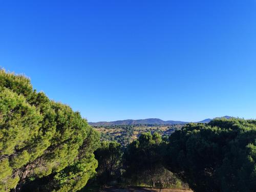 a view of a valley with trees and a blue sky at La Cubertilla en Madrid in Navas del Rey