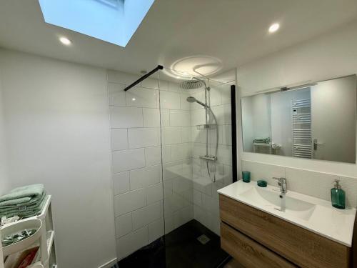 Bilik mandi di Bel appartement sur cours privée