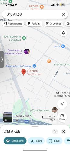 a screenshot of the google maps app at Historic House in Sandyford Village in Dublin