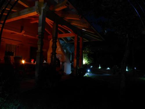 a house lit up at night with lights at Appartement Bergrose in Hopfgarten im Brixental