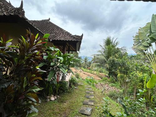 a path leading to a house in a garden at Rumah Tenun in Karangasem
