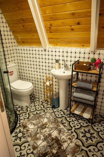 a bathroom with a toilet and a sink at Atakum Bungalov Evleri in Atakum
