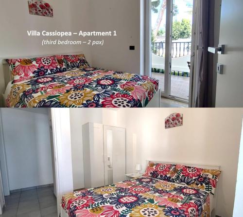 a small bedroom with a bed and a window at Pool Seaside Relais - VILLE Ninfea, Marea, Rosa e Cassiopea in Fontane Bianche
