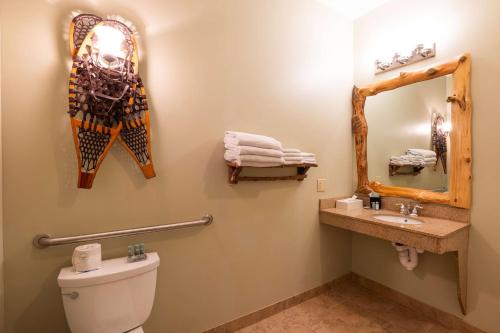 a bathroom with a toilet and a sink and a mirror at Best Western White House Inn in Bangor