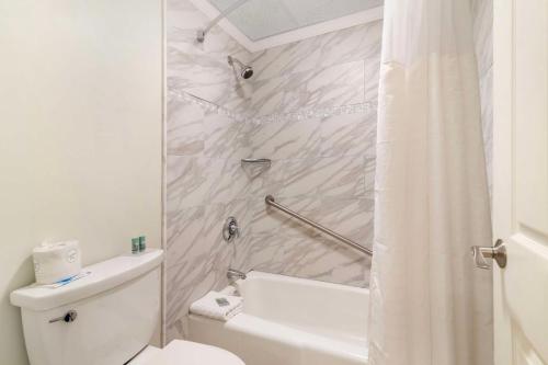 a bathroom with a white toilet and a shower at Best Western White House Inn in Bangor